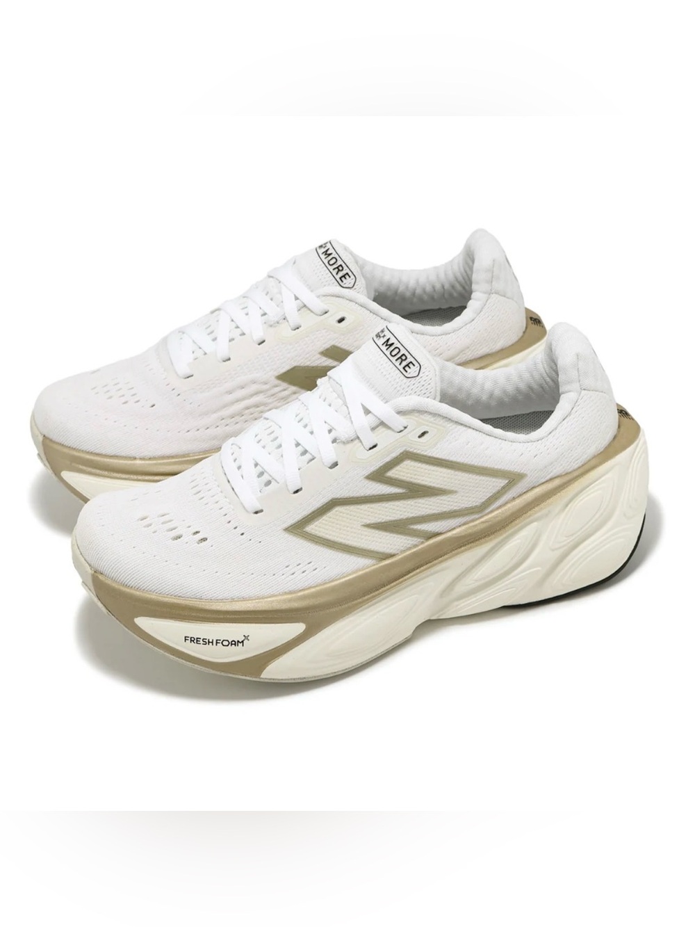 New Balance Women's White and Gold Fresh Foam Athletic Sneakers